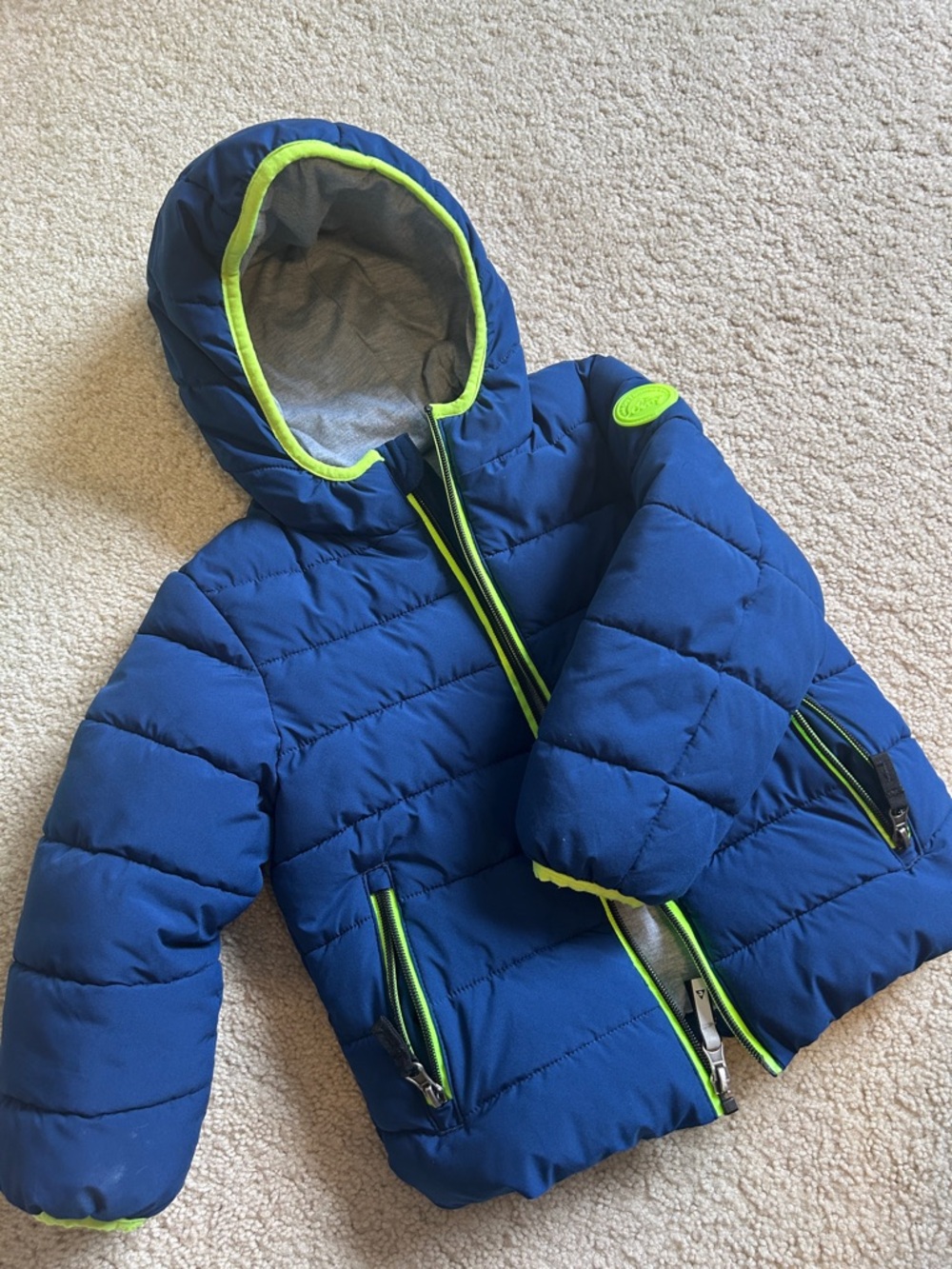 Gerry Weber Kids Blue Puffer Jacket with Neon Green Trim
